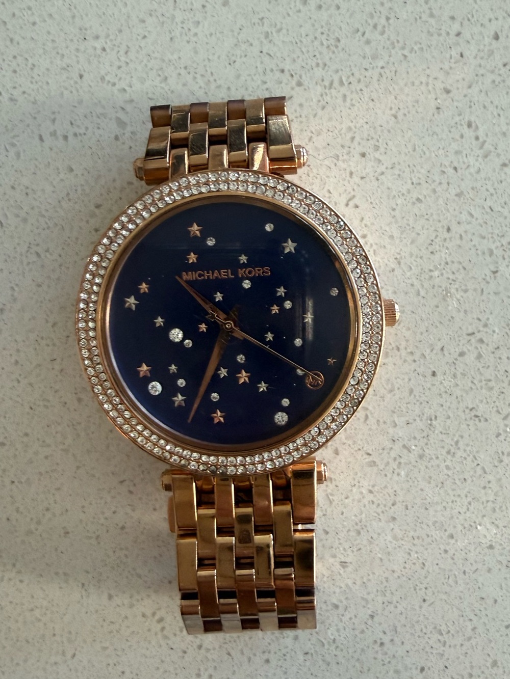 Michael Kors Rose Gold Bracelet Watch with Navy Star Dial
